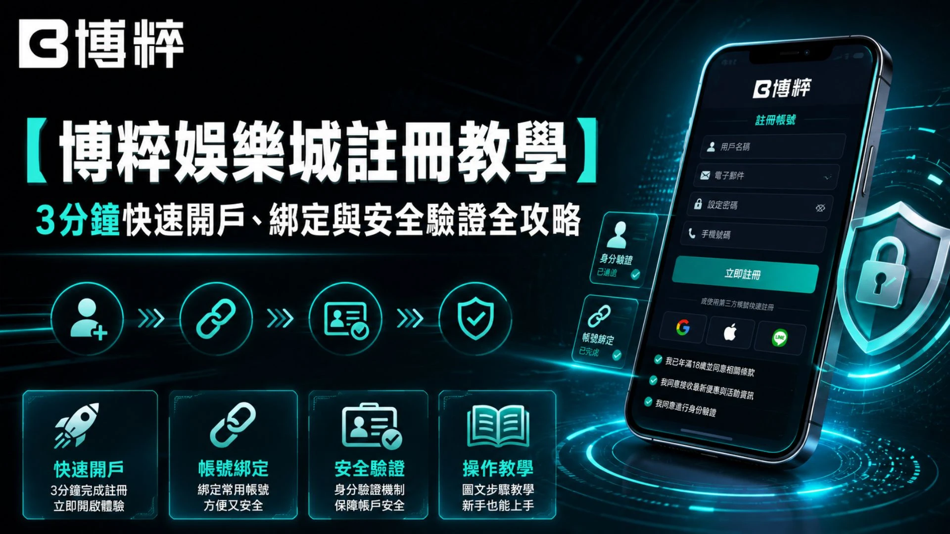 博粹娛樂城註冊教學首頁與智慧型手機展示博粹娛樂城app介面。